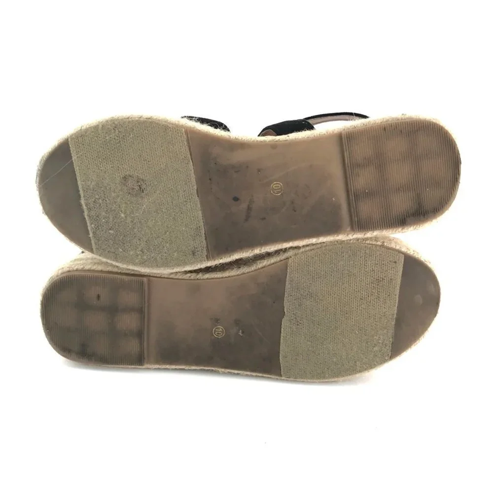 Bonnibel Black Faux Suede Ankle Strap Espadrilles Size 10